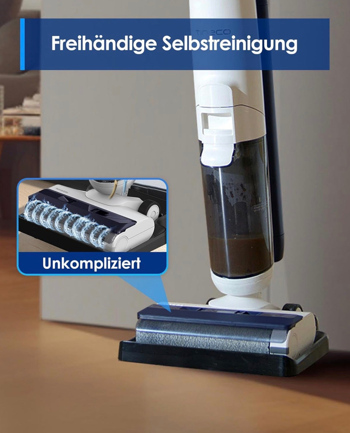 Tineco iFLOOR 5 Breeze Nass Trockensauger, EIN-Schritt-Reinigung für Hartböden, Leichtes Kabelloses Saugwischer
Selbstreinigung, Dreifache Batterielebensdauer, Kantenreinigung
