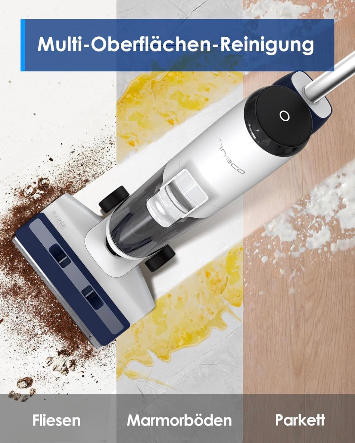 Tineco iFLOOR 5 Breeze Nass Trockensauger, EIN-Schritt-Reinigung für Hartböden, Leichtes Kabelloses Saugwischer
Selbstreinigung, Dreifache Batterielebensdauer, Kantenreinigung