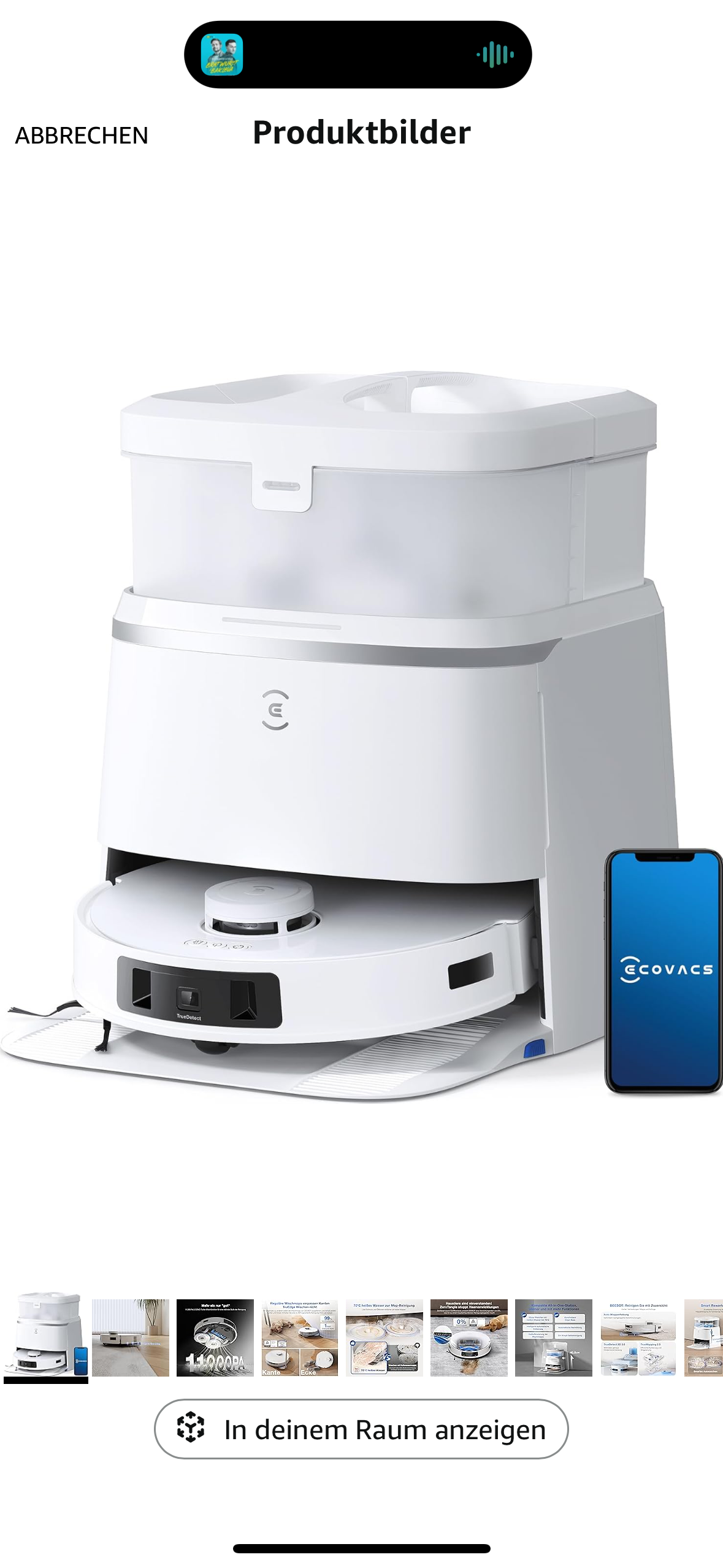 ECOVACS DEEBOT T30 PRO OMNI Saugroboter mit Wischfunktion, mit TrueEdge Moppin, Zero Tangle Bürste, 11.000 PA Saugkraft mit heißem Wasser und Smart Rewash, Farbe Silber( Gebraucht,Zustand sehr gut)