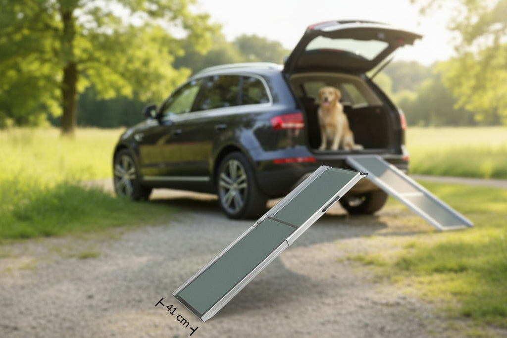 PetSafe Happy Ride Teleskop-Hunderampe, Leichteres Ein- und Aussteigen für Hunde, Rutschfest, Bis 181 kg Tragkraft( Gebraucht: Zustand: sehr gut)