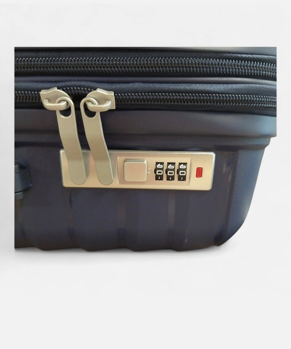 DMS RK-3800DB 7-teiliges PP Hartschalen-Kofferset mit Teleskopgriff Farbe Blau