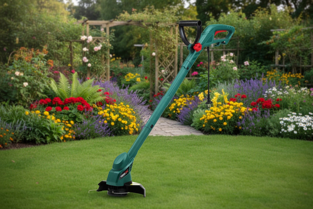 POSENPRO 350 Watt Elektro Rasentrimmer, Elektro-Trimmer mit 230 mm Schnittkreis, Gartentrimmer mit Automatischer Fadenvorschub, 12500R/min Rasentrimmer für Rasen Garten Beschneiden
