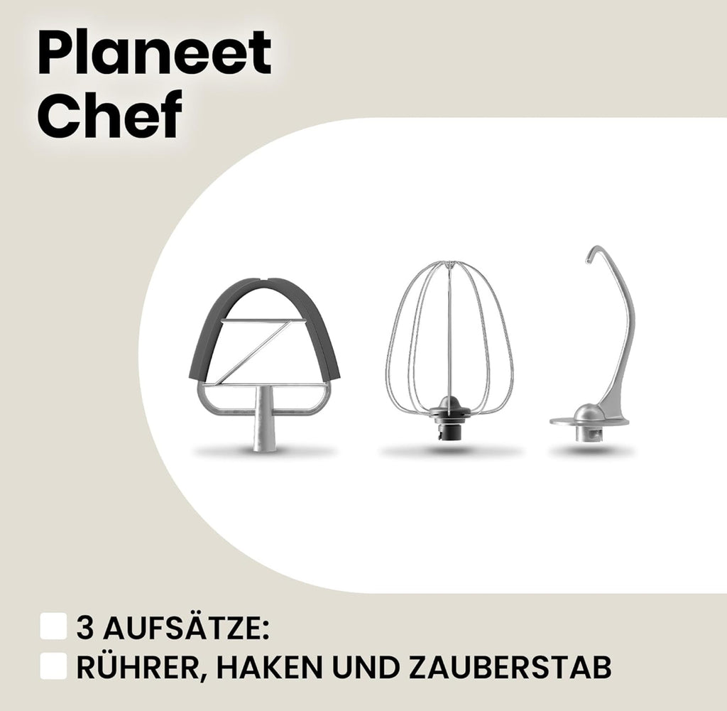 ZEEGMA Planeet Chef Küchenmaschine, Knetmaschine 1500W