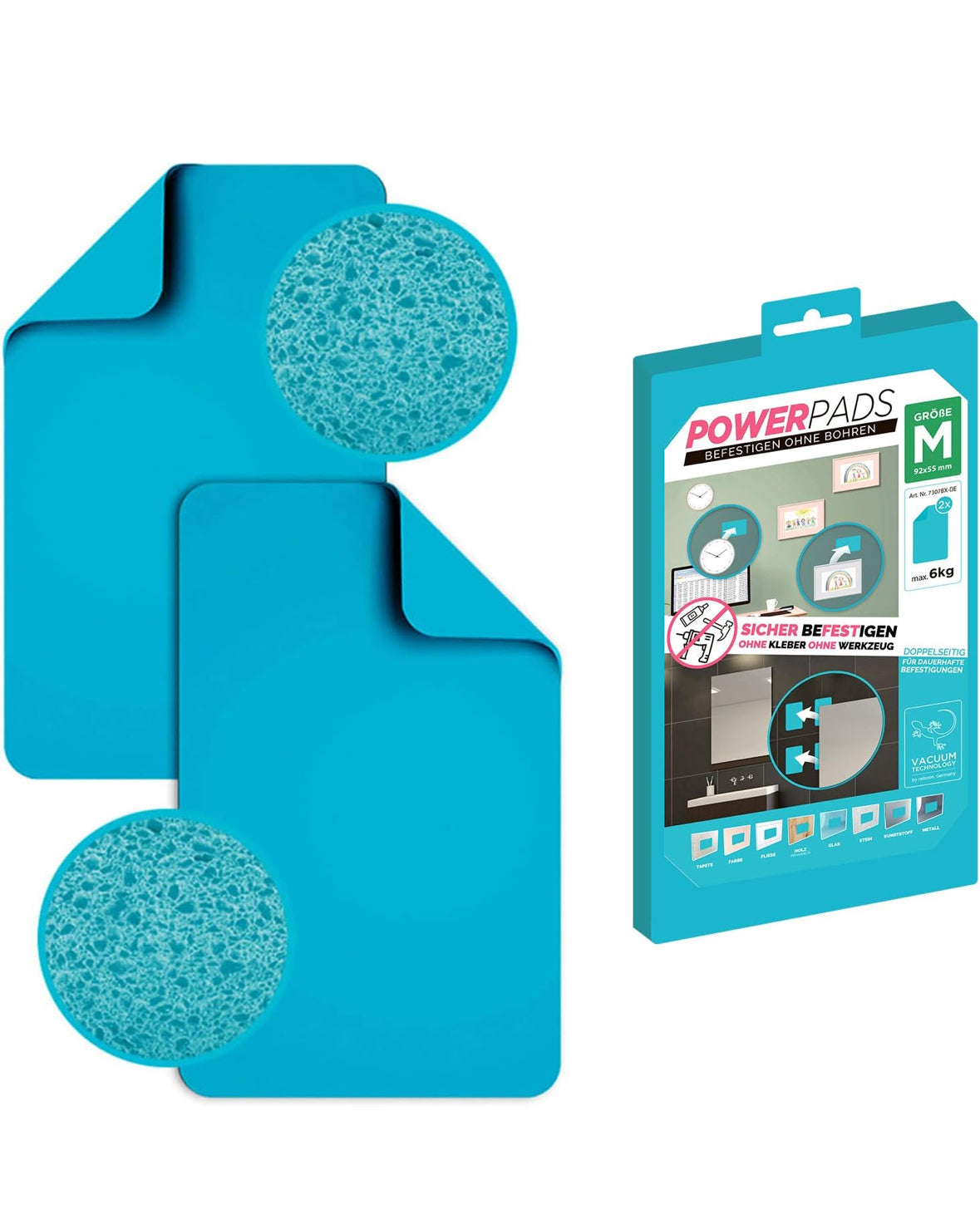 Powerpads Befestigen ohne Bohren 92x55mm Max 6kg
