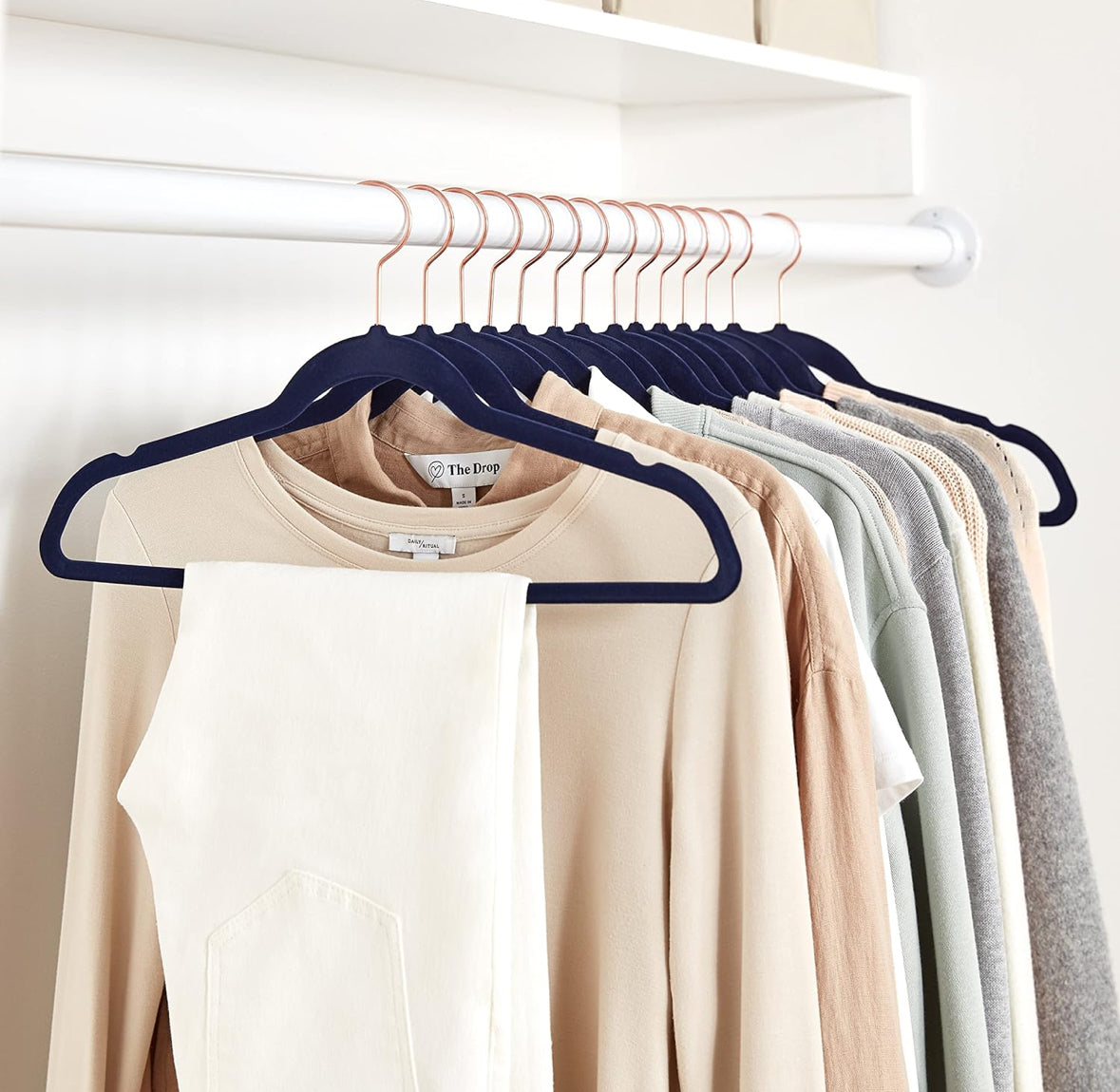 30 Stück Kleiderbügel Samt,schmal, rutschfest,Marineblau,