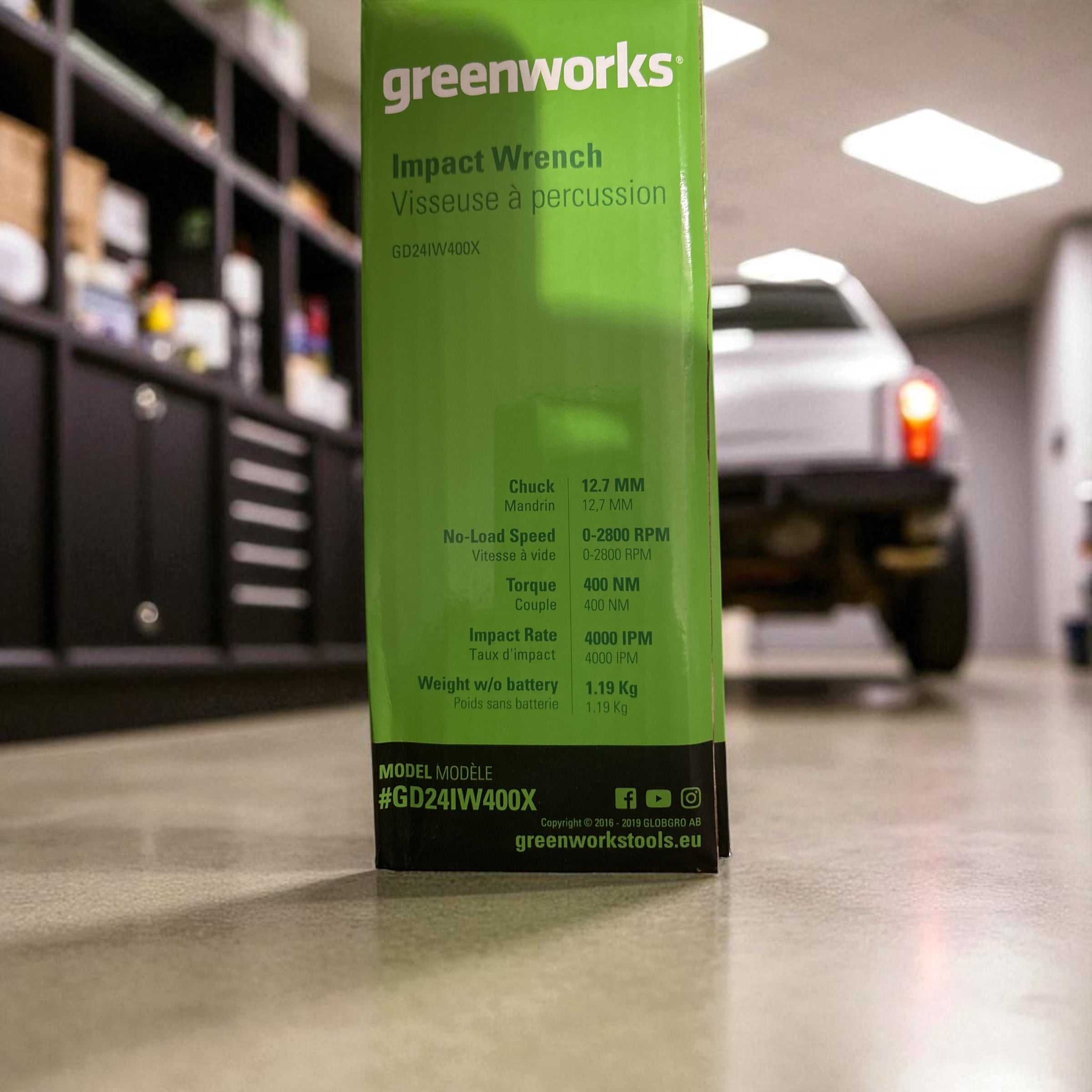 Greenworks GD24IW400 Akku Schlagschrauber mit bürstenlosem Motor, 0-2800 U/min, 0-4000ipm, 400Nm Drehmoment, 1/2" Adapter OHNE 24V Akku & Ladegerät