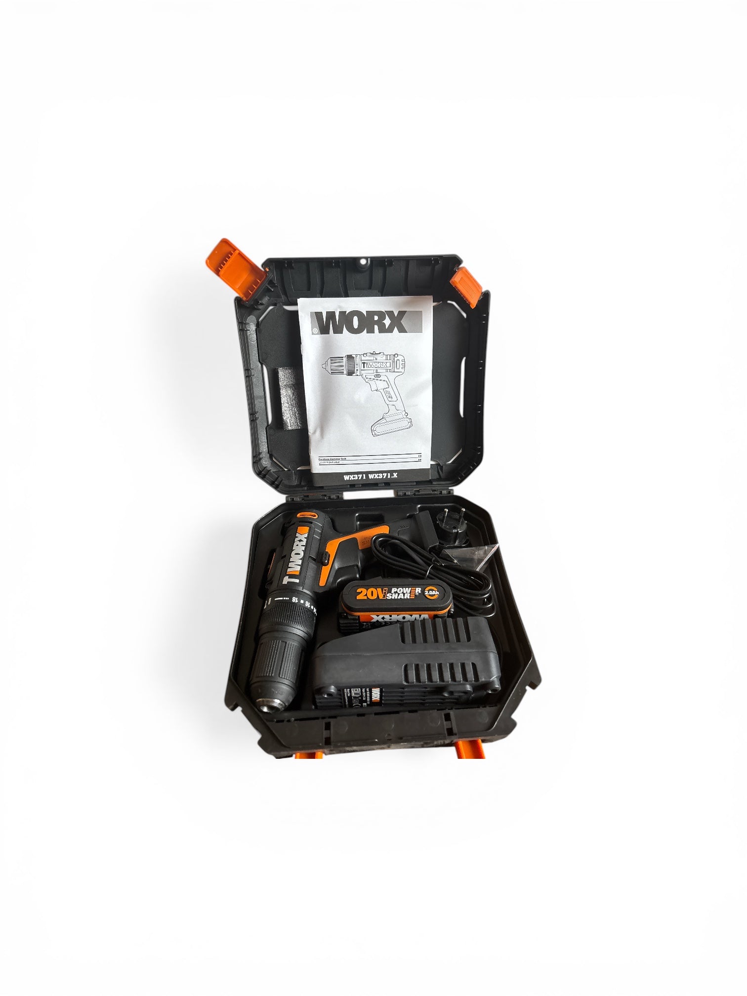 Akku-Schlagbohrschrauber der Firma WORX, Model WX371 18V(20V MAX) , 2,0Ah, PowerShare, 2 Gänge, Koffer,Zustand: Unbenutzt (Verpackung geöffnet)