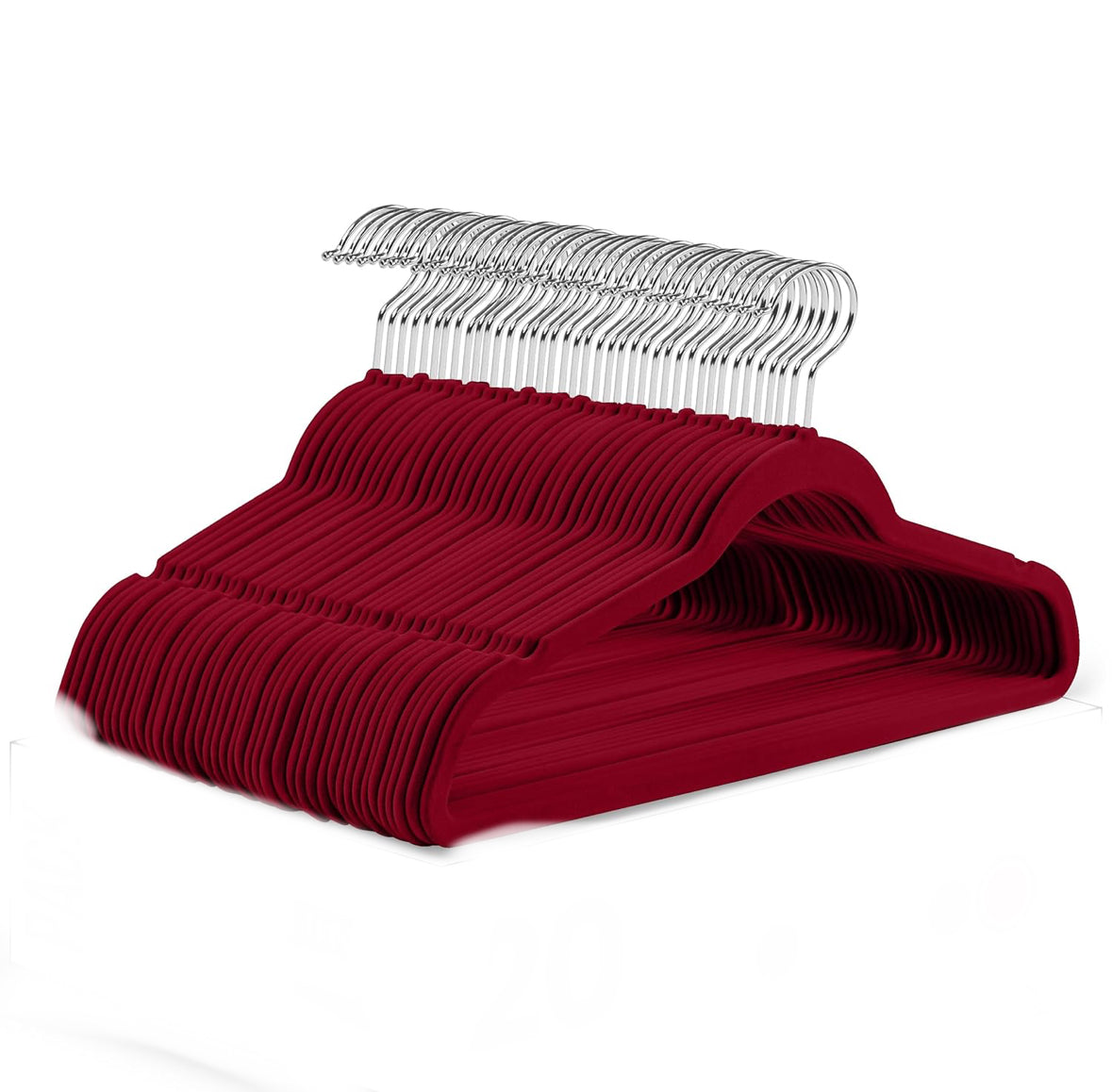30StückKleiderbügel Samt,schmal, rutschfest,Burgunderrot