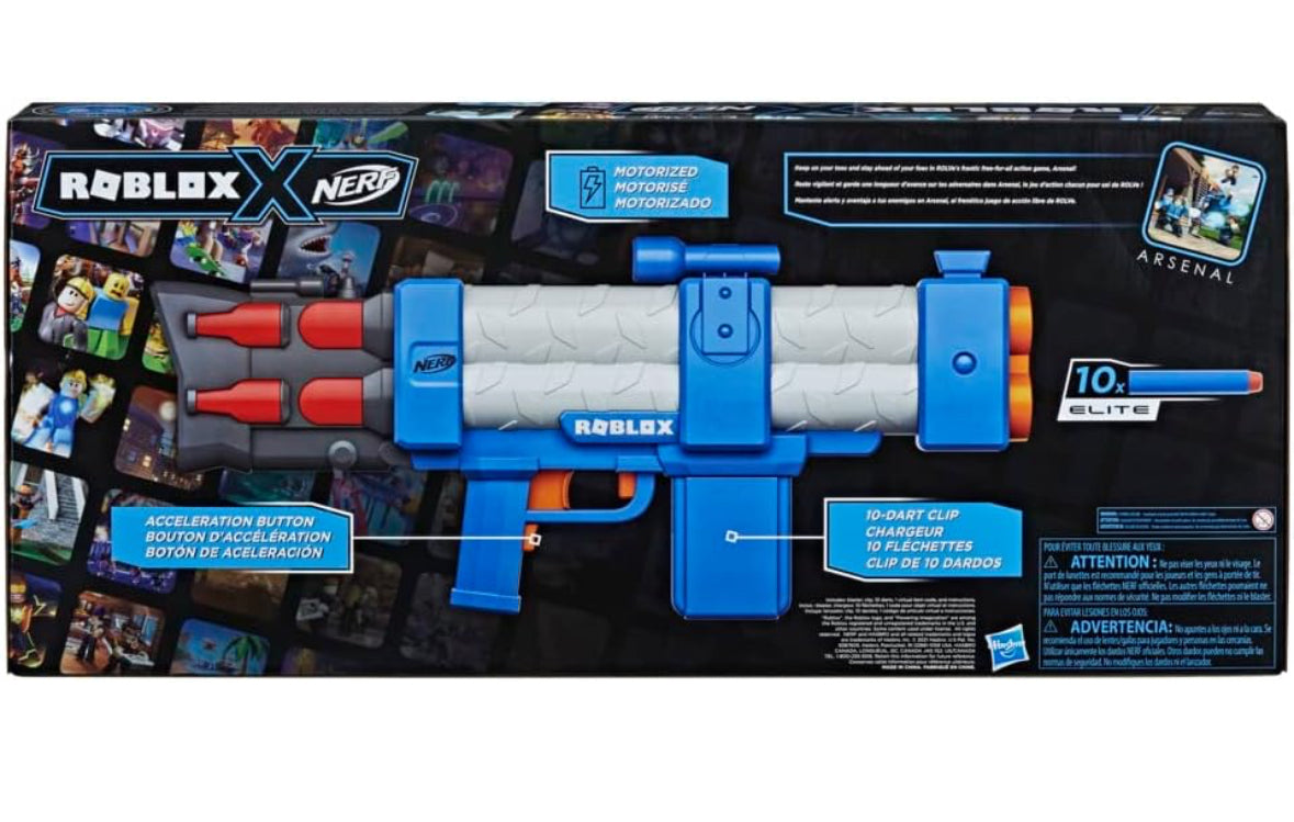 NERF Roblox Arsenal: Pulse Laser Motorized Dart Blaster, 10 Elite Darts, 10-Dart Clip,