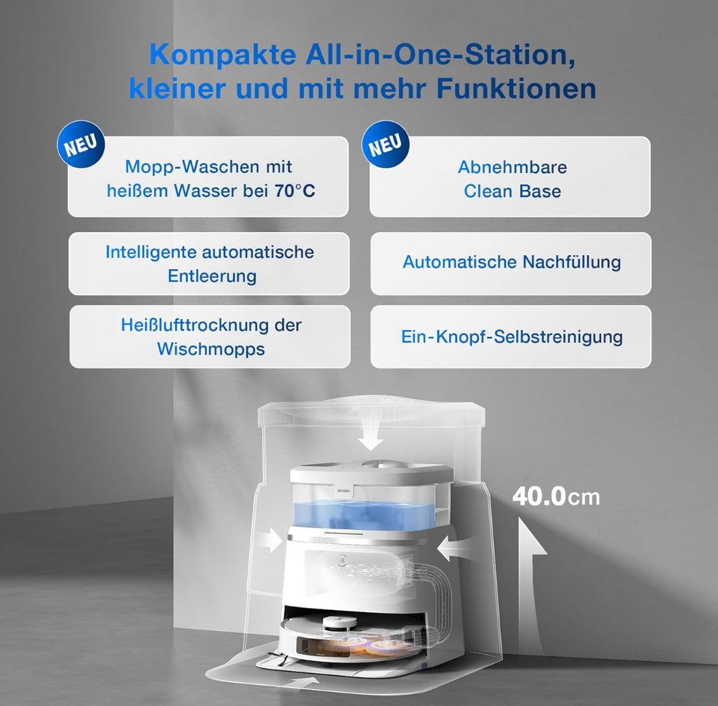 ECOVACS DEEBOT T30 PRO OMNI Saugroboter mit Wischfunktion, mit TrueEdge Moppin, Zero Tangle Bürste, 11.000 PA Saugkraft mit heißem Wasser und Smart Rewash, Farbe Silber( Gebraucht,Zustand sehr gut)