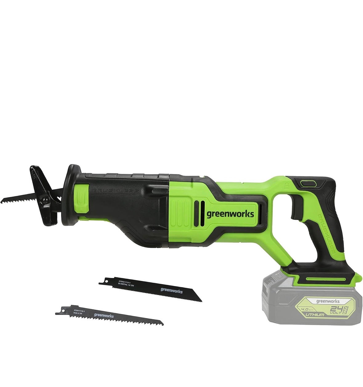 Greenworks GD24RS Akku Säbelsäge mit bürstenlosem Motor, 2700spm, 28 mm Hublänge, OHNE 24V Akku & Ladegerät,