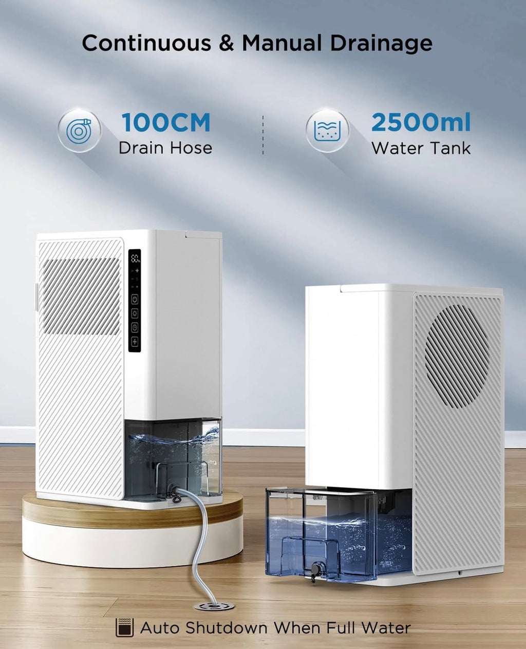 Heelay 3L/24H Luftentfeuchter Elektrisch Winter Lüfter Heiztrockner Leise Tragbarer Entfeuchter Entfeuchter Kippschutz Powermodus Schlafmodus Timer für Schlafzimmer Badezimmer Keller