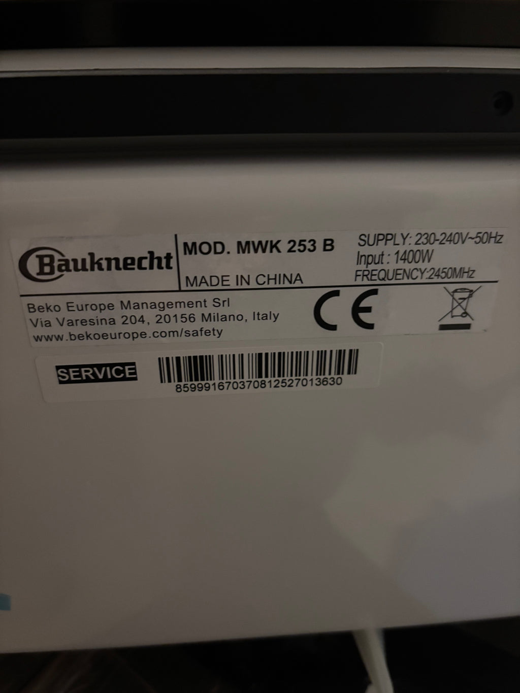 Bauknecht MWK 253 B Mikrowelle/ 25 l Garraum/Automatikprogramme/Schmelzfunktion/Kombination Grill und Mikrowelle/Schnellstart-Funktion (Rapid-Start)/ RapidDefrost Auftaufunktion/Warmhaltestufe