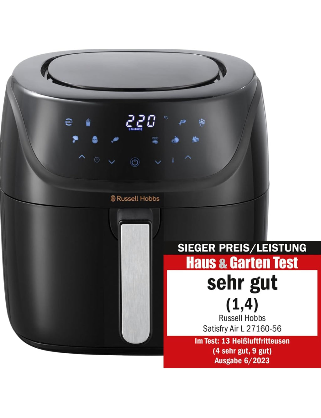 Russell Hobbs Heißluftfritteuse L 4L Rapid AirFryer [sehr kleines Gehäuse/7 Kochfunktionen/10 Programme.(OVP beschädigt )