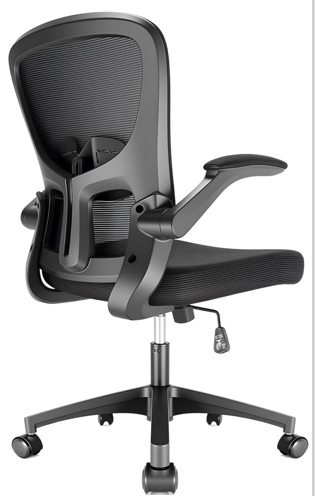 Durrafy Ergonomischer Bürostuhl, Schreibtischstuhl mit Verstellbaren Armlehnen, Gaming-Stuhl,Mesh-Bürostühle,Bürostuhl mit Lendenwirbelstütze,Gepolstertem Sitzkissen, 360° Drehstuhl, Schwarz(C-01)