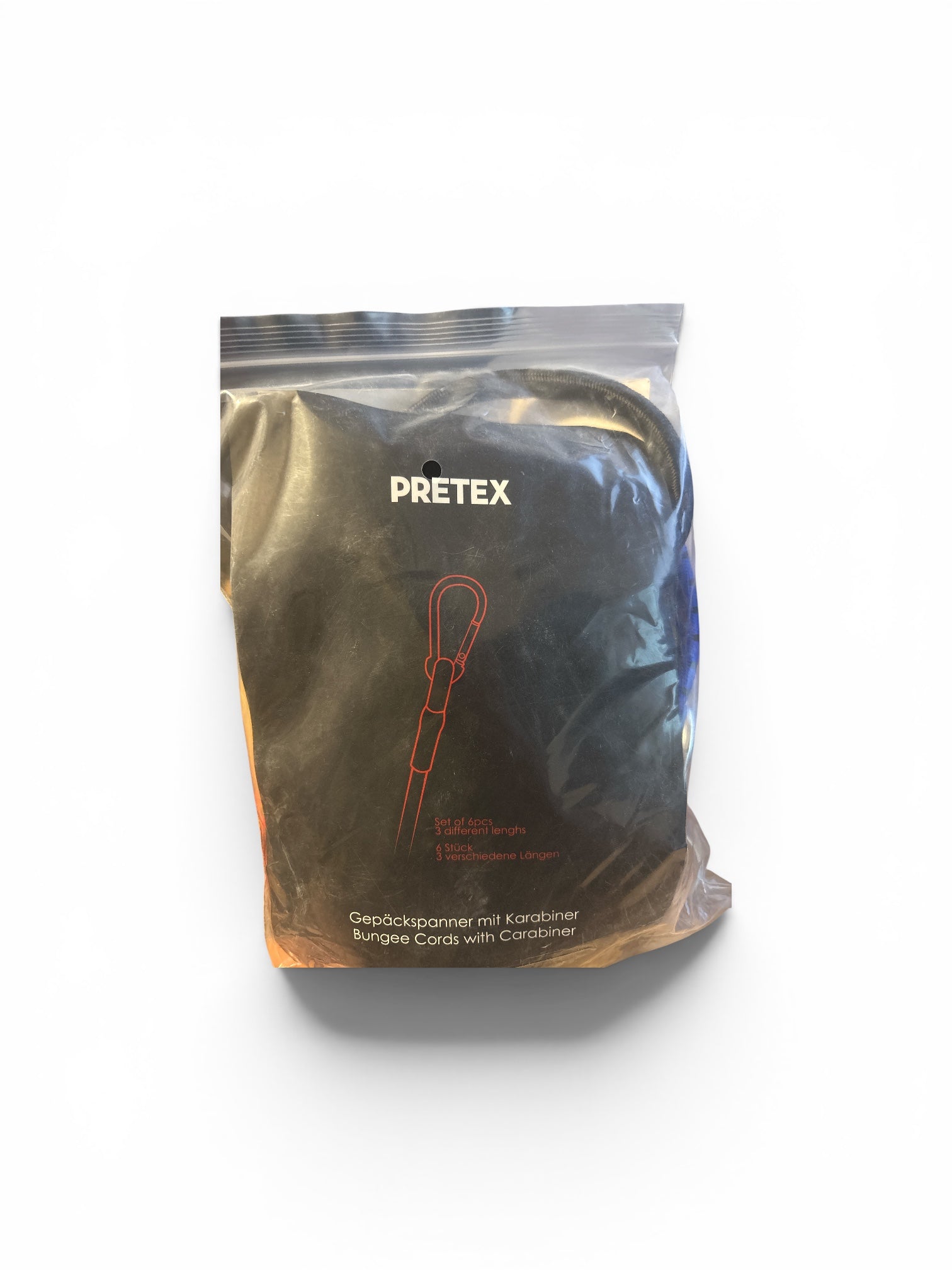 PRETEX 6erSet Gepäckspanner mit Karabiner ,Premium Expander-Gurte in 3 Längen (565g)
