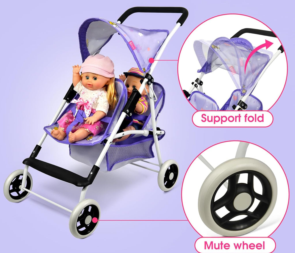 Anivia Puppen Puppenwagen,Faltbarer Kinderwagen Spielzeug Mädchen