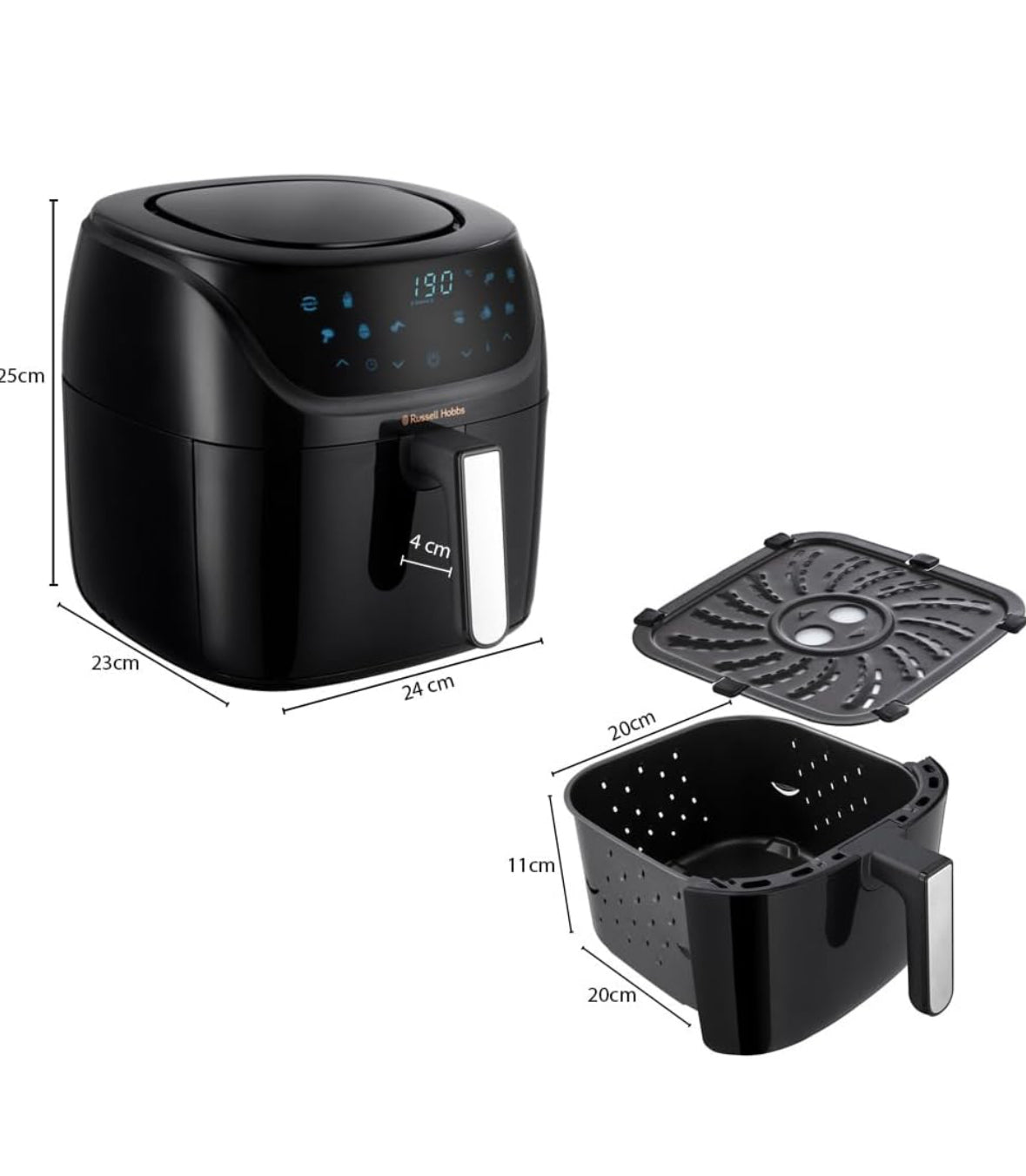 Russell Hobbs Heißluftfritteuse L 4L Rapid AirFryer [sehr kleines Gehäuse/7 Kochfunktionen/10 Programme.(OVP beschädigt )