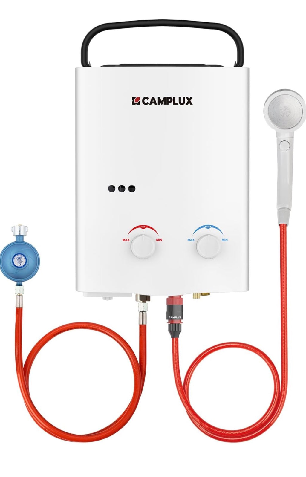CAMPLUX AY132-DE 5 Liter Tankless Gasdurchlauferhitzer 50mbar, LPG Durchlauferhitzer mit Tragbarer Griff, 10 kW, Propan- oder Butangas, Gebraucht ( Zustand: wie neu )