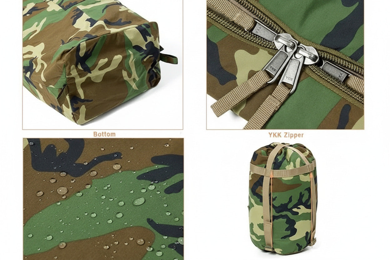 Mehrlagiger Militär Schlafsack-System warm, wetterbeständig,Wald Camo,Moskitonetz