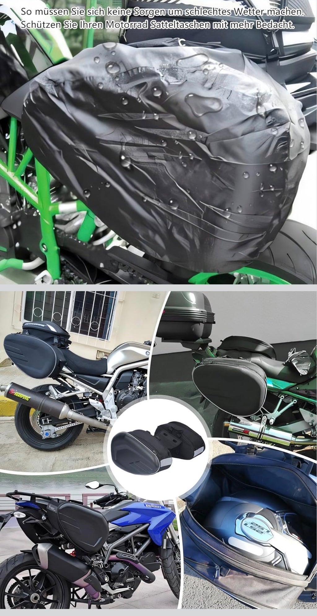 Motorrad Satteltaschen 36L-58L Erweiterbar Motorrad hecktasche Seitentasche Wasserabweisende motorradtasche