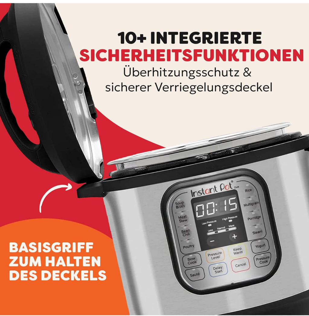 Instant Pot Duo 7-in-1-Multikocher 5,7 l – gebürstetes Edelstahl, großer Schnellkochtopf, Schongarer(Gebraucht,Zustand: wie neu )