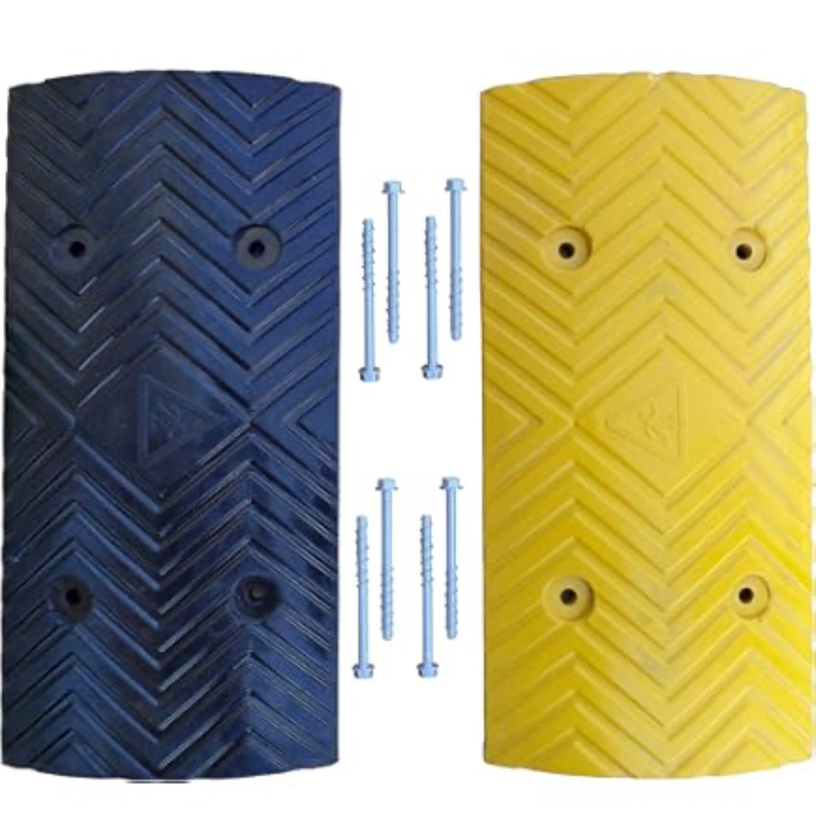 2er Pack Gummi-Bremsschwellen für Einfahrten, Fahrbahnschwelle Geschwindigkeits Modular, Auffahrtspuffer rutschfest Gut Sichtbar, Koppelbar für Gemeinden, Schulen und Straßen