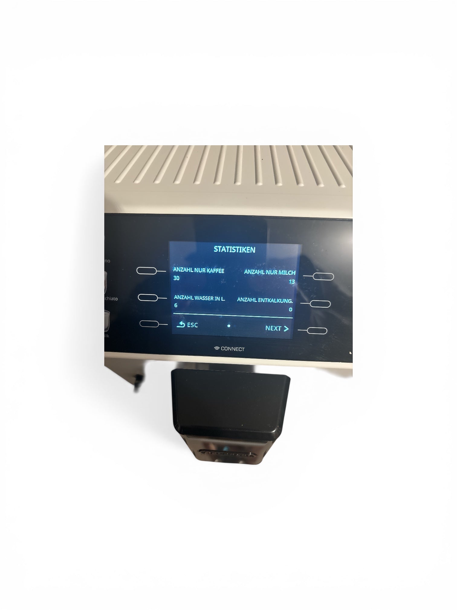 Kaffeevollautomat der Firma De'Longhi Model :PrimaDonna Class ECAM 550.65.W , Milchsystem,Farbdisplay , App-Steuerung, weiß ( Retoure Gebraucht, Zustand: sehr gut )